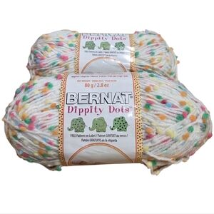 Bernat Dippity Dots Yarn White  2.8 oz Medium Lot Of 2 Skeins Discontinued 66005